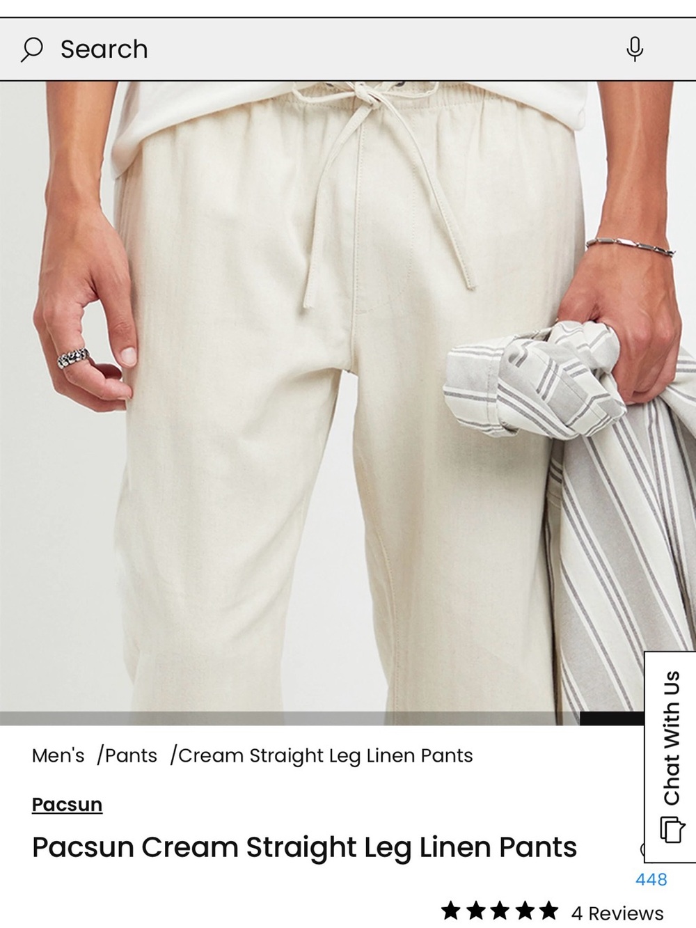Cream Drawstring Linen Pants - Picture 5 of 5